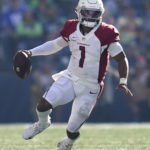 
              Arizona Cardinals quarterback Kyler Murray (1) runs with the ball during the second half of an NFL football game against the Seattle Seahawks, Sunday, Oct. 16, 2022, in Seattle. (AP Photo/Abbie Parr)
            