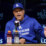 
              Los Angeles Dodgers manager Dave Roberts speaks during a news conference Monday, Oct. 10, 2022, in Los Angeles for the National League division series against the San Diego Padres. (AP Photo/Mark J. Terrill)
            