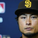
              San Diego Padres starting pitcher Yu Darvish, of Japan, listens to a question during a news conference the day before a wild-card baseball playoff game against the New York Mets, Thursday, Oct. 6, 2022, in New York. (AP Photo/Frank Franklin II)
            