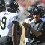 
              Wake Forest head coach Dave Clawson reacts in the first half of an NCAA college football game against Florida State, Saturday, Oct. 1, 2022, in Tallahassee, Fla. (AP Photo/Phil Sears)
            
