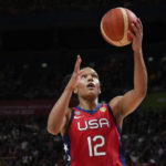 
              United States' Alyssa Thomas lays up to score a goal against China during their gold medal game at the women's Basketball World Cup in Sydney, Australia, Saturday, Oct. 1, 2022. (AP Photo/Mark Baker)
            