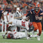 
              Syracuse quarterback Garrett Shrader (6) rushes during the first half of an NCAA college football game against North Carolina State, Saturday, Oct. 15, 2022, in Syracuse, N.Y. (AP Photo/Joshua Bessex)
            