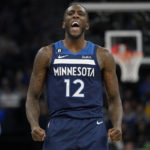 
              Minnesota Timberwolves forward Taurean Prince (12) celebrates after a Timberwolves basket during the first half of an NBA basketball game against the San Antonio Spurs, Wednesday, Oct. 26, 2022, in Minneapolis. (AP Photo/Abbie Parr)
            