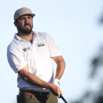 
              Mark Hubbard watches his drive from the 18th tee during the third round of the Sanderson Farms Championship golf tournament in Jackson, Miss., Saturday, Oct. 1, 2022. (James Pugh/impact601.com via AP)
            