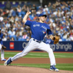 
              Toronto Blue Jays starting pitcher Ross Stripling throws during the first inning of a baseball game against the Boston Red Sox in Toronto on Saturday, Oct. 1, 2022. (Christopher Katsarov/The Canadian Press via AP)
            