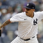 
              New York Yankees pitcher Nestor Cortes throws during the first inning of the team's baseball game against the Baltimore Orioles on Saturday, Oct. 1, 2022, in New York. (AP Photo/Adam Hunger)
            