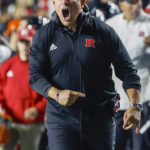 
              Rutgers coach Greg Schiano reacts to a play during the first half of the team's NCAA college football game against Nebraska, Friday, Oct. 7, 2022, in Piscataway, N.J. (Andrew Mills/NJ Advance Media via AP)
            
