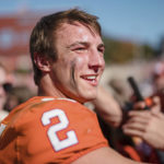 
              Clemson quarterback Cade Klubnik (2) walks off the field after an NCAA college football game against Syracuse on Saturday, Oct. 22, 2022, in Clemson, S.C. (AP Photo/Jacob Kupferman)
            