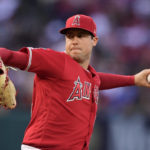 
              FILE - Los Angeles Angels starting pitcher Tyler Skaggs throws during the first inning of a baseball game against the Texas Rangers in Anaheim, Calif., on May 25, 2019. Former Los Angeles Angels employee Eric Kay was sentenced to 22 years in federal prison on Tuesday, Oct. 11, 2022, for providing Angels pitcher Tyler Skaggs the drugs that led to his overdose death in Texas.  (AP Photo/Mark J. Terrill, File)
            