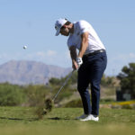 
              Patrick Cantlay takes his second shot on the sixth hole during the final round of the Shriners Children's Open golf tournament, Sunday, Oct. 9, 2022, in Las Vegas. (AP Photo/David Becker)
            