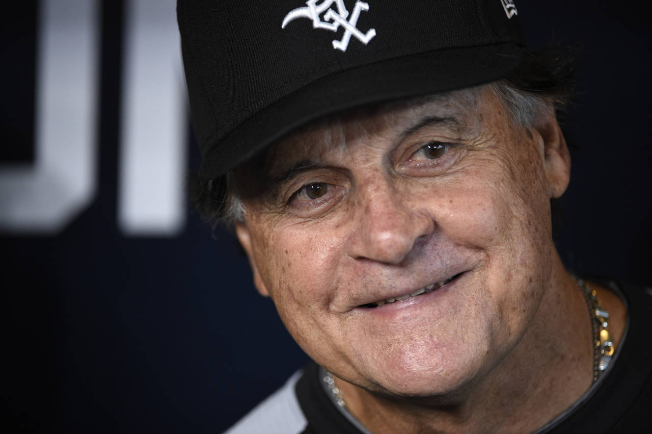 FILE - Chicago White Sox manager Tony La Russa  smiles before Game 2 of a baseball American League ...