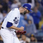 
              Los Angeles Dodgers relief pitcher Chris Martin reacts after San Diego Padres' Ha-Seong Kim flied out to end Game 1 of a baseball NL Division Series Tuesday, Oct. 11, 2022, in Los Angeles. (AP Photo/Marcio Jose Sanchez)
            
