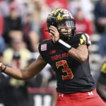 
              Maryland quarterback Taulia Tagovailoa looks to throw against Purdue in the first half of an NCAA college football game, Saturday, Oct. 8, 2022, in College Park, Md. (AP Photo/Gail Burton)
            