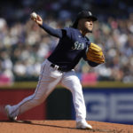 
              Seattle Mariners starting pitcher Luis Castillo works against the Oakland Athletics during the second inning of a baseball game, Saturday, Oct. 1, 2022, in Seattle. (AP Photo/John Froschauer)
            