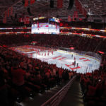 
              Carolina Hurricanes players line up prior the the start of an NHL hockey game against the Columbus Blue Jackets in Raleigh, N.C., Wednesday, Oct. 12, 2022. (AP Photo/Karl B DeBlaker)
            