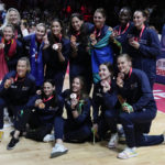 
              Bronze medals Australia pose for a team photo at the women's Basketball World Cup in Sydney, Australia, Saturday, Oct. 1, 2022. (AP Photo/Mark Baker)
            
