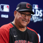 
              Cleveland Guardians manager Terry Francona speaks to reporters before Game 2 of an American League Division Series baseball game at Yankee Stadium, Friday, Oct. 14, 2022, in New York. (AP Photo/Seth Wenig)
            