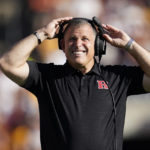 
              Rutgers head coach Greg Schiano reacts after a touchdown by Minnesota during the first half of an NCAA college football game, Saturday, Oct. 29, 2022, in Minneapolis. (AP Photo/Abbie Parr)
            