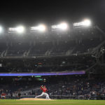 
              Philadelphia Phillies starting pitcher Noah Syndergaard throws during the second inning of the second baseball game of the team's doubleheader against the Washington Nationals, Saturday, Oct. 1, 2022, in Washington. (AP Photo/Nick Wass)
            
