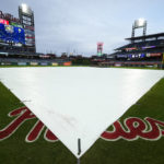 
              The field is covered with the threat of rain before Game 3 of baseball's World Series between the Houston Astros and the Philadelphia Phillies on Monday, Oct. 31, 2022, in Philadelphia. (AP Photo/Matt Slocum)
            