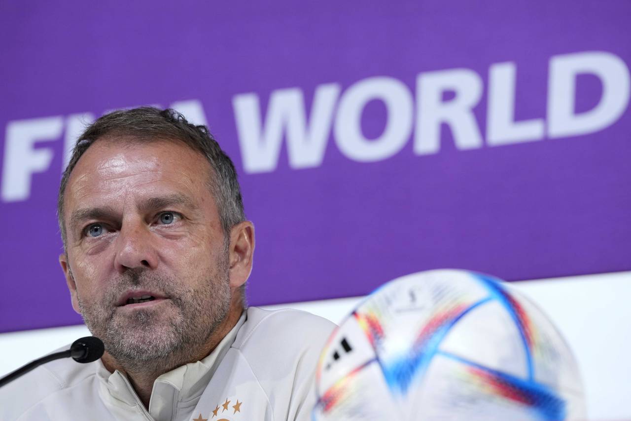 Germany's head coach Hansi Flick attends a news conference on the eve of the group E World Cup socc...
