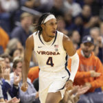 
              Virginia guard Armaan Franklin (4) celebrates after a basket against North Carolina Central during the first half of an NCAA college basketball game in Charlottesville, Va., Monday, Nov. 7, 2022. (AP Photo/Mike Kropf)
            