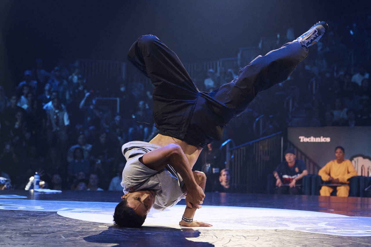 Victor Montalvo, also known as B-Boy Victor, of the United States, competes in the B-boy Red Bull B...