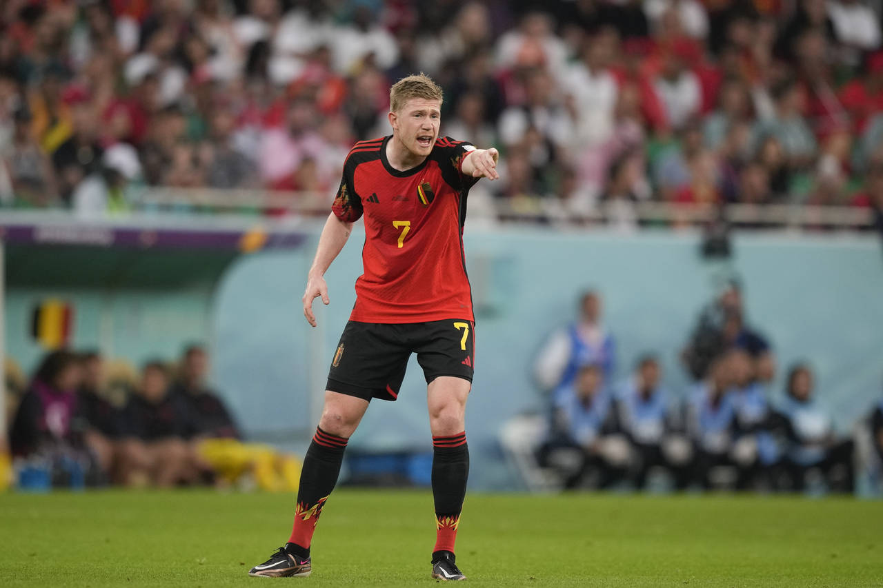 Belgium's Kevin De Bruyne gestures during the World Cup group F soccer match between Belgium and Mo...
