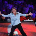 
              In this photo provided by Bahamas Visual Services, Tennessee head coach Kellie Harper reacts during an NCAA college basketball game against Rutgers in the Battle 4 Atlantis, Saturday, Nov. 19, 2022, at Atlantis in Paradise Island, Bahamas. (Tim Aylen/Bahamas Visual Services via AP)
            