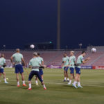 
              Brazilian players exercise during a training session at the Grand Hamad stadium in Doha, Qatar, Tuesday, Nov. 29, 2022. Brazil will face Cameroon in a group G World Cup soccer match on Dec. 2. (AP Photo/Andre Penner)
            