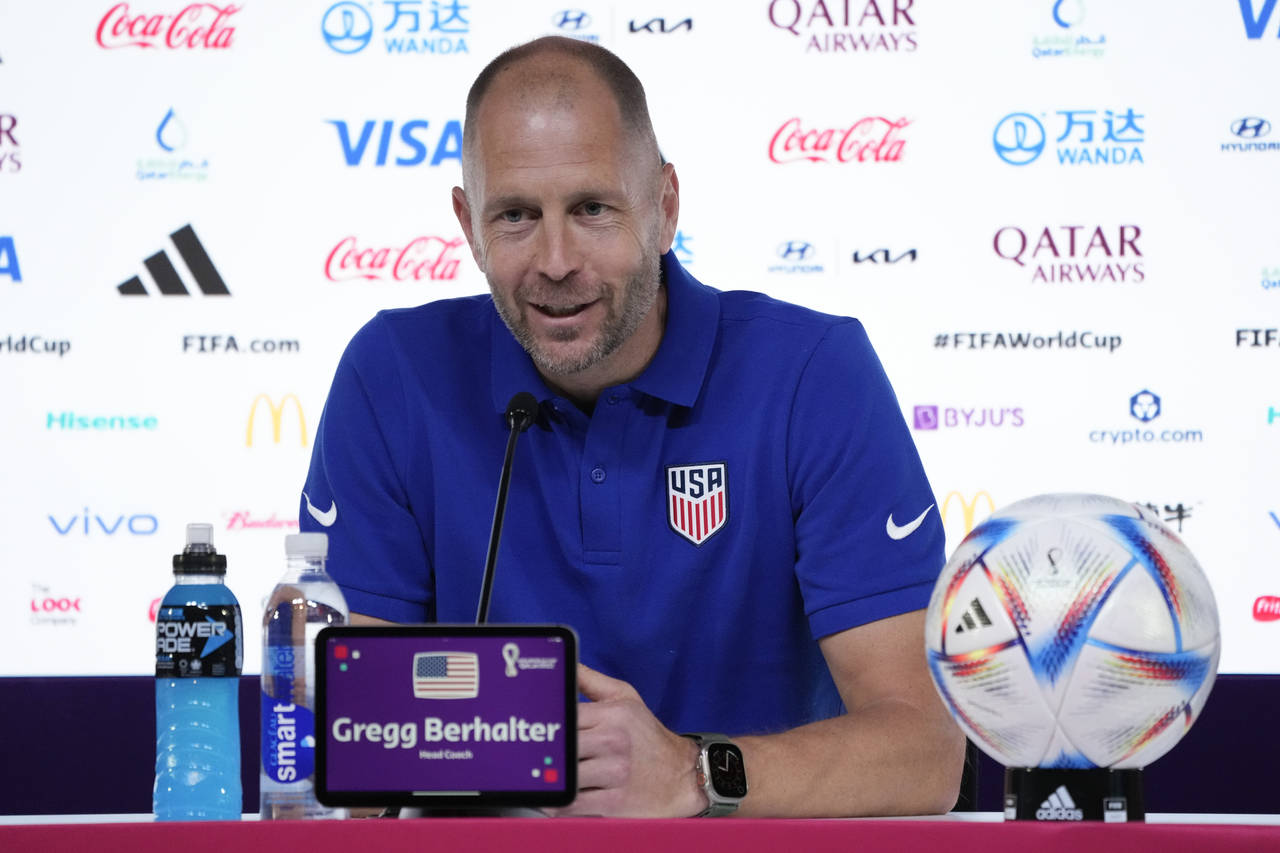 Head coach Gregg Berhalter of the United States attends a press conference on the eve of the group ...
