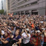 
              Fans cheer during a victory parade for the Houston Astros' World Series baseball championship Monday, Nov. 7, 2022, in Houston. (AP Photo/David J. Phillip)
            