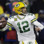 
              Green Bay Packers quarterback Aaron Rodgers throws a pass during the first half of an NFL football game against the Tennessee Titans, Thursday, Nov. 17, 2022, in Green Bay, Wis. (AP Photo/Mike Roemer)
            