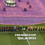 
              Teams line up before the World Cup group A soccer match between Qatar and Ecuador at the Al Bayt Stadium in Al Khor, Qatar, Sunday, Nov. 20, 2022. (AP Photo/Hassan Ammar)
            
