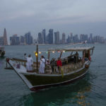 
              With the city skyline in the background, a traditional dhow boat sails at the corniche in Doha, Qatar, Thursday, Nov. 17, 2022. Final preparations are being made for the soccer World Cup which starts on Nov. 20 when Qatar face Ecuador. (AP Photo/Hassan Ammar)
            