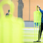 
              Switzerland's head coach Murat Yakin attends a closed training session of Swiss national soccer team in preparation for the FIFA World Cup Qatar 2022 at the University of Doha for Science and Technology training facilities, in Doha, Qatar, Monday, Nov. 21, 2022. (Laurent Gillieron/Keystone via AP)
            