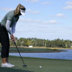 
              Brooke M. Henderson, of Canada, putts on the 18th green during the third round of the LPGA CME Group Tour Championship golf tournament, Saturday, Nov. 19, 2022, at the Tiburón Golf Club in Naples, Fla. (AP Photo/Lynne Sladky)
            