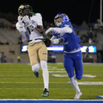 
              Colorado State wide receiver Tory Horton, left, pulls in a pass for a touchdown as Air Force cornerback Eian Castonguay defends in the second half of an NCAA college football game Saturday, Nov. 19, 2022, at Air Force Academy, Colo. (AP Photo/David Zalubowski)
            