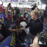 
              FILE - NFL Commissioner Roger Goodell interacts with fans during the 2022 NFL Draft in Las Vegas, Saturday, April 30, 2022. Las Vegas oddsmakers had argued for years that sports betting is easier to monitor where it's legal and regulated. (AP Photo/Doug Benc, File)
            