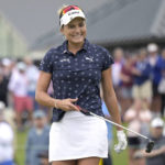 
              Lexi Thompson reacts after making her putt on the 18th green during the final round of the LPGA Pelican Women's Championship golf tournament at Pelican Golf Club, Sunday, Nov. 13, 2022, in Belleair, Fla. (AP Photo/Phelan M. Ebenhack)
            