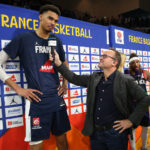 
              FILE - France's Victor Wembanyama speaks with a journalist after the FIBA Basketball World Cup 2023 European Qualifiers match between France and Bosnia Herzegovina in Pau, southwestern France, Monday, Nov. 14, 2022. Wembanyama's season for Metropolitans 92 in the French league keeps getting better. He's scored at least 30 points in his last two games, and his team has now won seven consecutive contests. That's helped them pull into a first-place tie with Cholet with a 7-1 record. (AP Photo/Bob Edme, File)
            