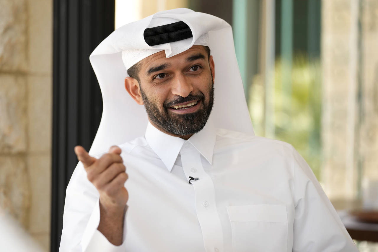 FILE - Hassan Al Thawadi, Secretary General of the World Cup organizing committee talks during an i...