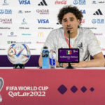 
              Mexico's goalkeeper Guillermo Ochoa speaks to the media during a press conference at the Qatar National Convention Center on the eve of the group C World Cup soccer match between Mexico and Poland, in Doha, Qatar, Monday, Nov. 21, 2022. (AP Photo/Moises Castillo)
            