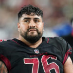 
              FILE -  Arizona Cardinals guard Will Hernandez pauses on the sideline during the second half of an NFL football game against the New Orleans Saints, Thursday, Oct. 20, 2022, in Glendale, Ariz. The NFL returns to Mexico City on Monday, Nov. 21, 2022, when Arizona Cardinals play the San Francisco 49ers. The Cardinals have two Latino players on the roster — Max Garcia and Will Hernandez.  (AP Photo/Ross D. Franklin, File)
            