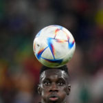 
              Senegal's Ismaila Sarr eyes the ball during the World Cup, group A soccer match between Senegal and Netherlands at the Al Thumama Stadium in Doha, Qatar, Monday, Nov. 21, 2022. (AP Photo/Petr David Josek)
            