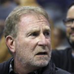 
              FILE - Phoenix Suns owner Robert Sarver watches the team play against the Memphis Grizzlies during the second half of an NBA basketball game Dec. 11, 2019, in Phoenix.Sarver has put his teams, the NBA’s Phoenix Suns and the WNBA’s Phoenix Mercury, on the market after an investigation found evidence of a racially and sexually insensitive workplace. (AP Photo/Ross D. Franklin, File)
            