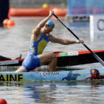 
              FILE - Ukraine's Yuri Cheban paddles for gold during the men's canoe single 200m final during the 2016 Summer Olympics in Rio de Janeiro, on Aug. 18, 2016. Cheban, one of Ukraine's most decorated Olympians, told The Associated Press in an email exchange Wednesday, Nov. 30, 2022, that he is auctioning his medals — two golds and a bronze — in hopes of raising a six-figure donation to contribute to the war effort in his native land. (AP Photo/Andre Penner, File)
            