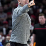 
              Chicago Bulls coach Billy Donovan points as he talks to players during the second half of the team's NBA basketball game against the Charlotte Hornets in Chicago, Wednesday, Nov. 2, 2022. The Bulls won 106-88. (AP Photo/Nam Y. Huh)
            