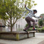 
              In this photo provided by The Skatepark Project, sociologist Neftalie Williams nollie backside tailslides at the University of Waikato in Hamilton, New Zealand, in 2020. (Courtesy of The Skatepark Project via AP)
            