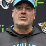 
              Jacksonville Jaguars head coach Doug Pederson speaks during a press conference after the NFL football game between Denver Broncos and Jacksonville Jaguars at Wembley Stadium in London, Sunday, Oct. 30, 2022. Jaguars lost by 17-21. (AP Photo/Ian Walton)
            
